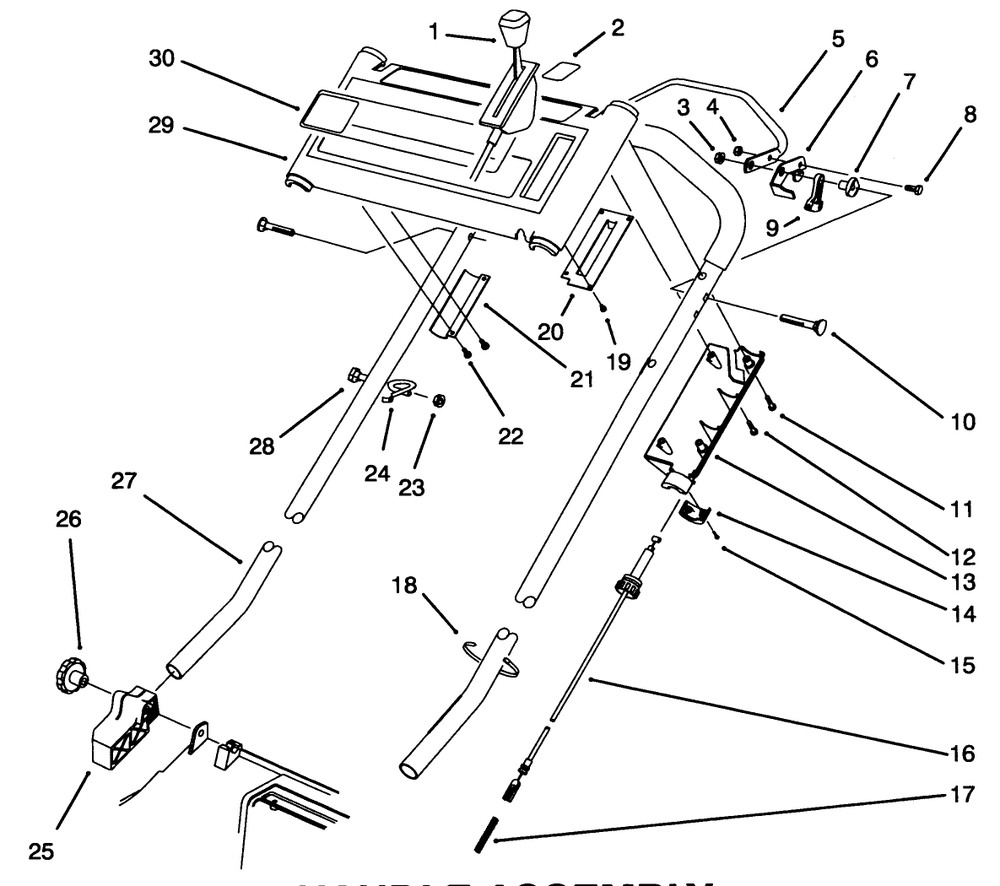 Handle Assembly Diagram and Parts List for 20806B 4900001 - 4999999 Toro Lawn Mower