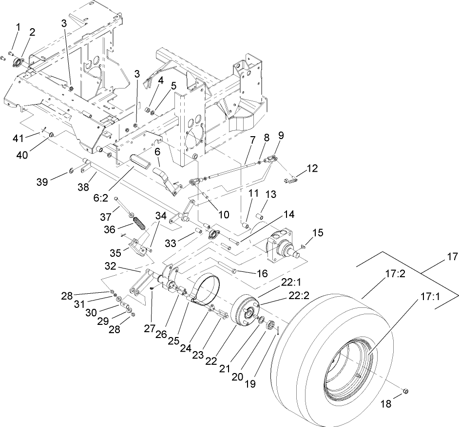 Wheel And Brake Assembly Diagram and Parts List for 74281TE (270000001-270000300)(2007) Toro Lawn Tractor