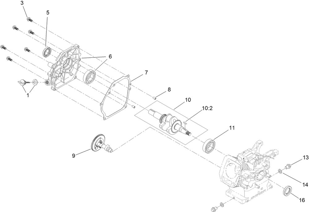 Crankcase Assembly Diagram and Parts List for 38754 414142000 - 999999999 Toro Snow Blower
