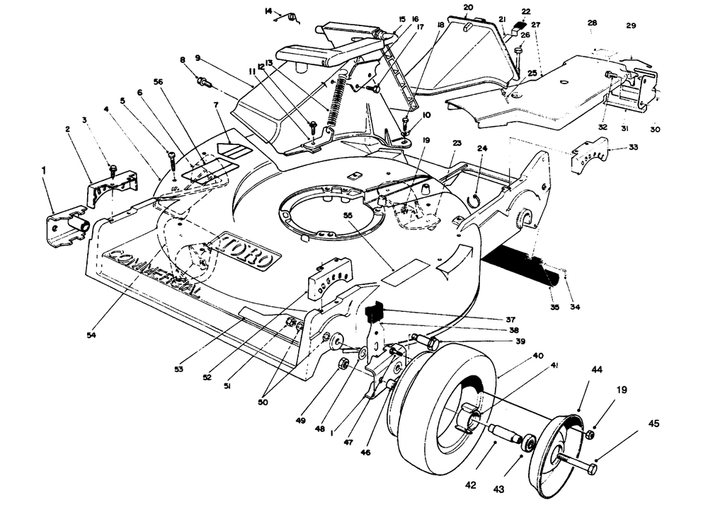 Housing Assembly Diagram and Parts List for 22040 4900001 - 4999999 Toro Lawn Mower