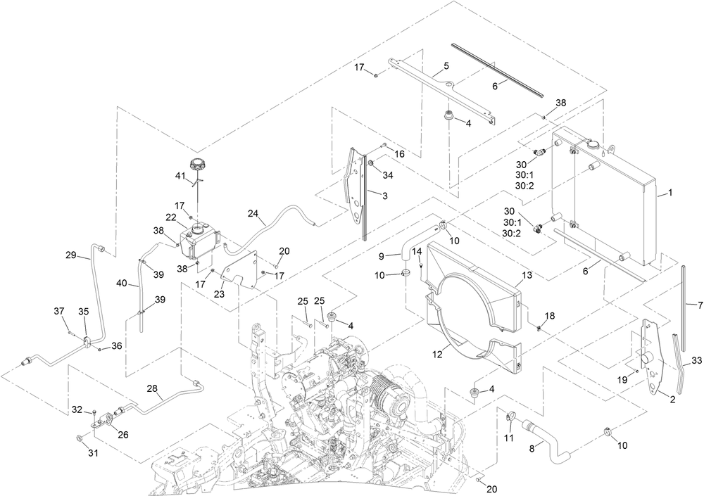 Cooling Assembly 2 Diagram and Parts List for 72096 406343181-407109999 Toro Lawn Tractor