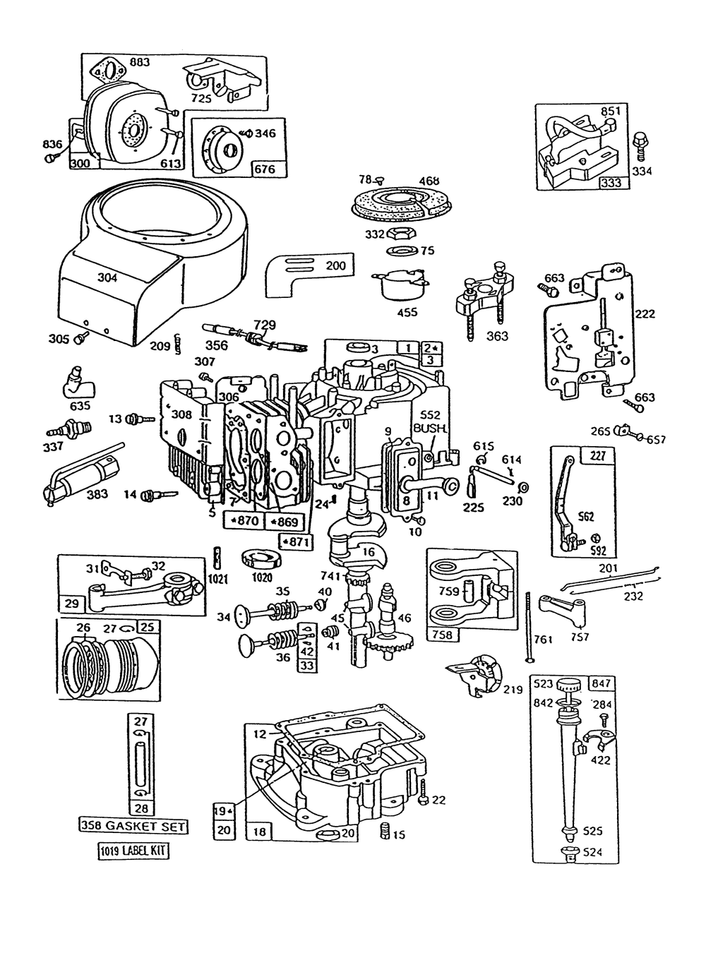 Briggs & Stratton Model No. 191707-6021-01 (Cont.) Diagram and Parts List for 56132 1000001 - 1999999 Toro Lawn Tractor