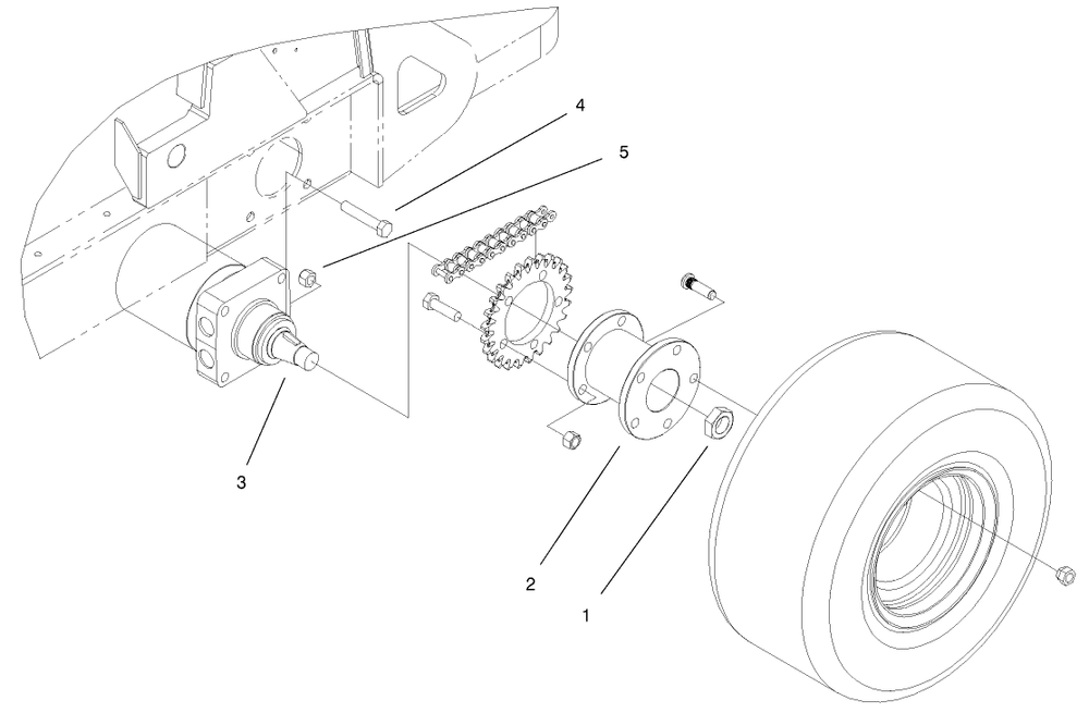 Rear Wheel Assembly Diagram and Parts List for 22302 990001 - 999999 Toro Lawn Tractor Accessories