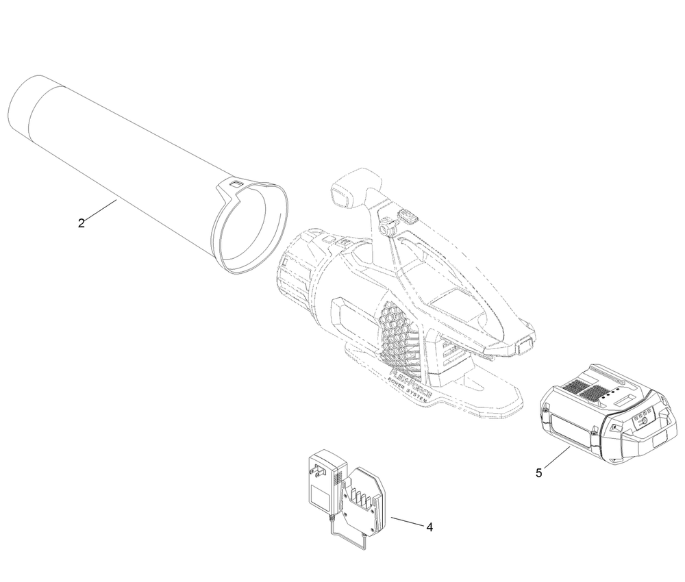 Cordless 60v Max Axial Blower Assembly Diagram and Parts List for 51824 322000001 - 322999999 Toro Leaf Blower / Vacuum