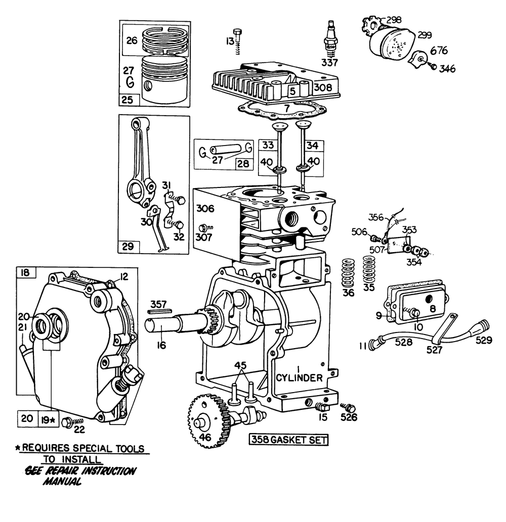 Engine Briggs & Stratton Model 111202-0131-01 Diagram and Parts List for 58336 0000001 - 0999999 Toro Tiller