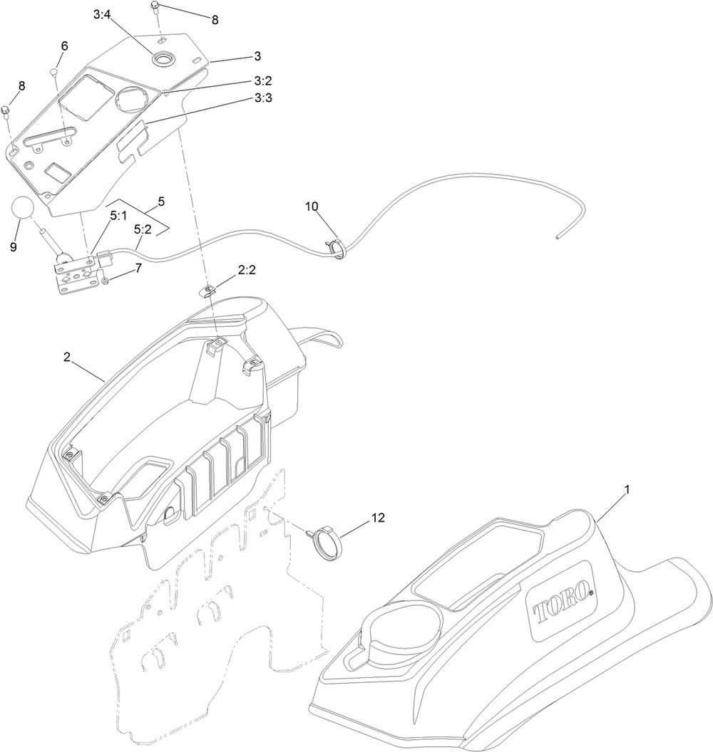 Console And Control Panel Assembly Diagram and Parts List for 74958 402090000-403319860 Toro Lawn Mower