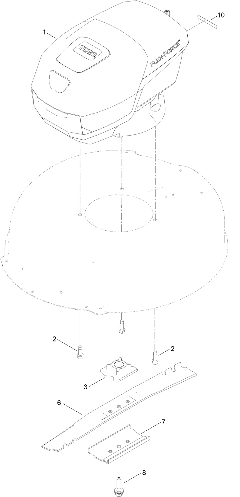 Motor And Blade Assembly Diagram and Parts List for 20367 407009443 - 407299999 Toro Lawn Mower