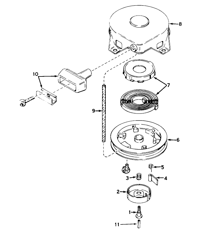 Rewind Starter Model No. 590420 Diagram and Parts List for 58000 0000001 - 0999999 Toro Tiller