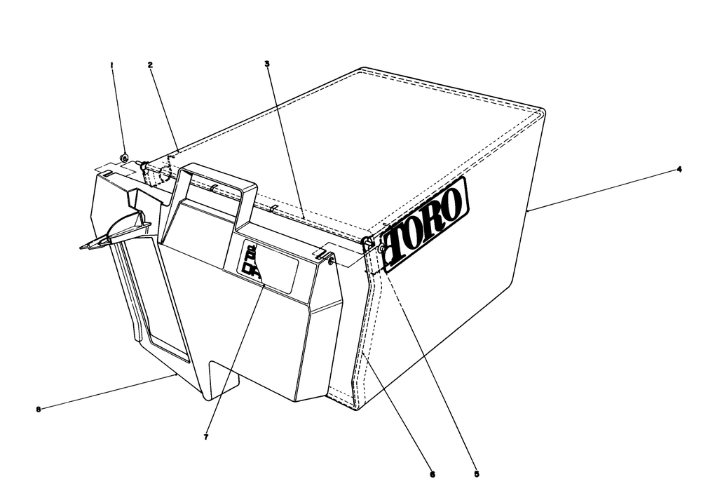 Grass Bag Assembly No. 11-0189 Diagram and Parts List for 20324 2000001 - 2999999 Toro Lawn Mower