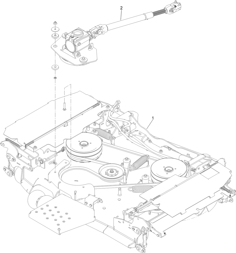 Center Deck, Gearbox And Driveshaft Assembly Diagram and Parts List for 72144 413000000 - 999999999 Toro Lawn Tractor