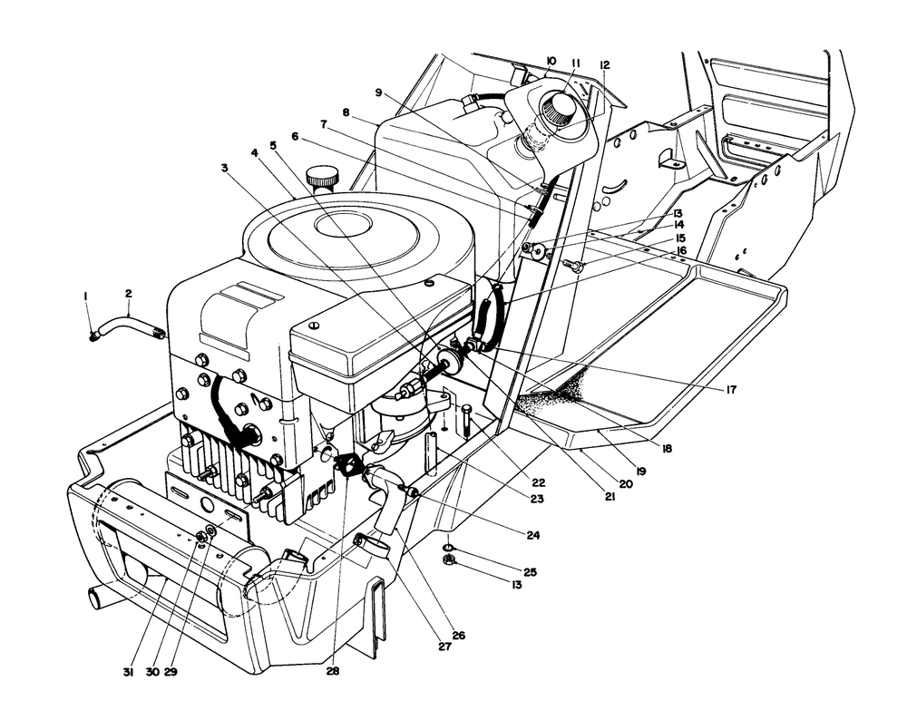 Engine Assembly Diagram and Parts List for 57365 7000001 - 7999999 Toro Lawn Tractor