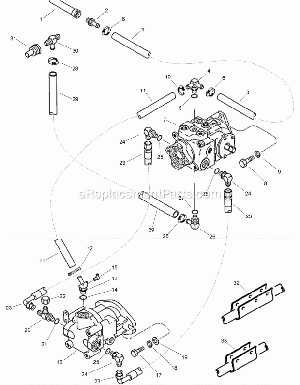 Ground Drive Hydraulic Circuit Diagram and Parts List for 2011  Toro Lawn Tractor Accessories