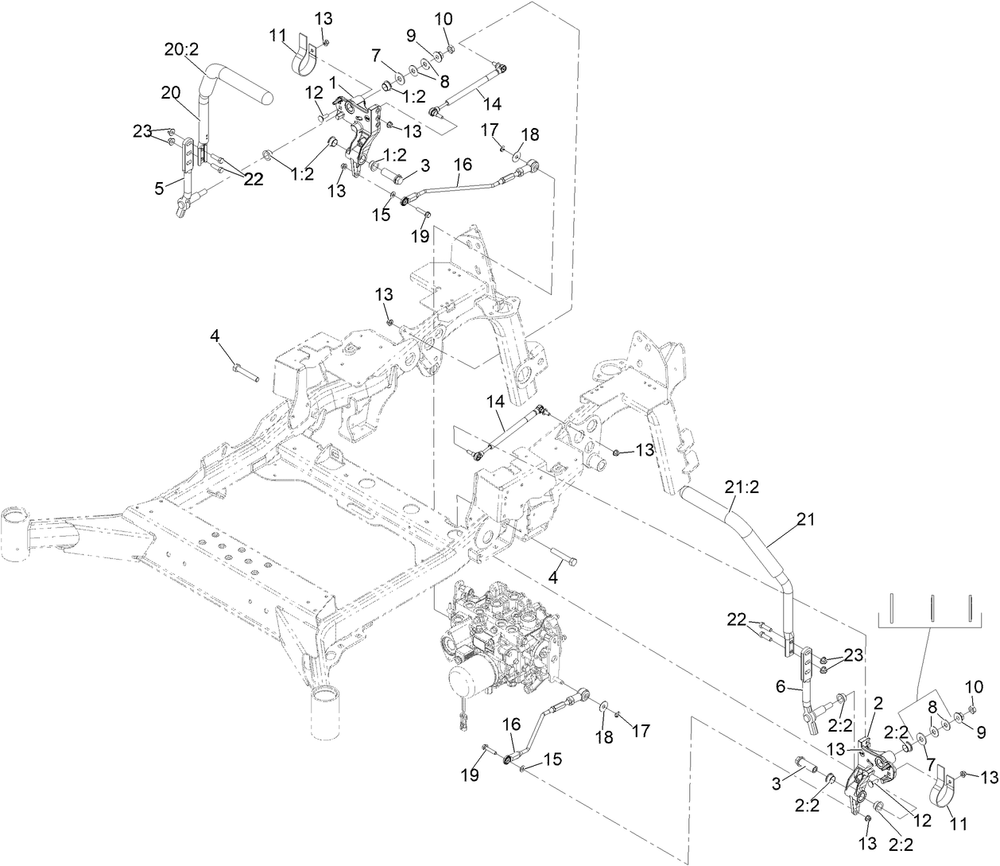 Motion Control Assembly Diagram and Parts List for 72144 413000000 - 999999999 Toro Lawn Tractor