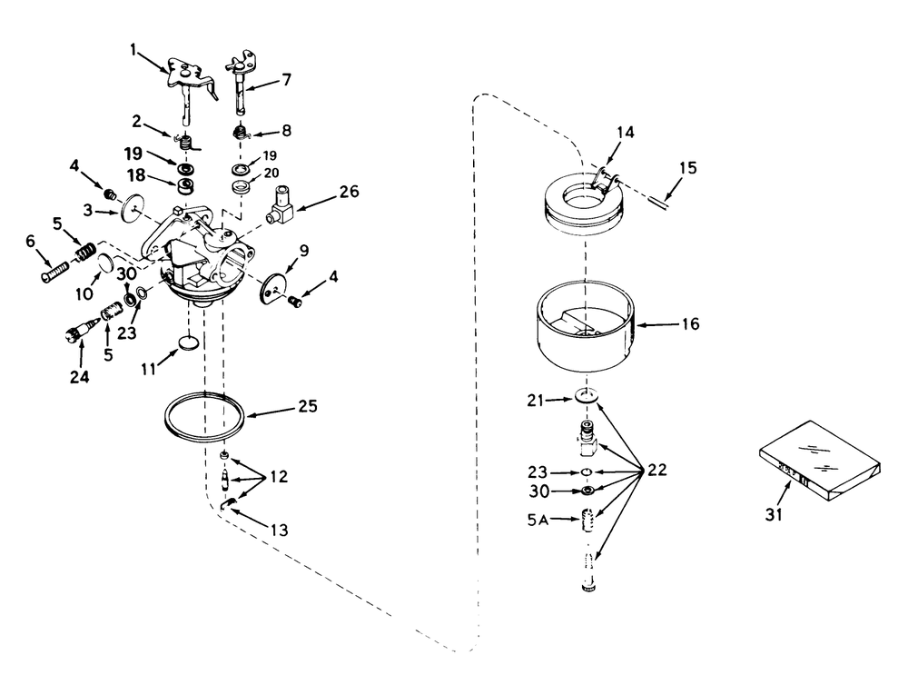 Carburetor No. 631449 Diagram and Parts List for 56125 7000001 - 7999999 Toro Lawn Tractor