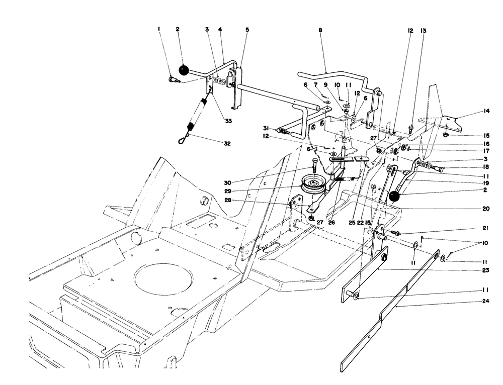 Shift & Clutch Assembly Diagram and Parts List for 57430 8000001 - 8999999 Toro Lawn Tractor