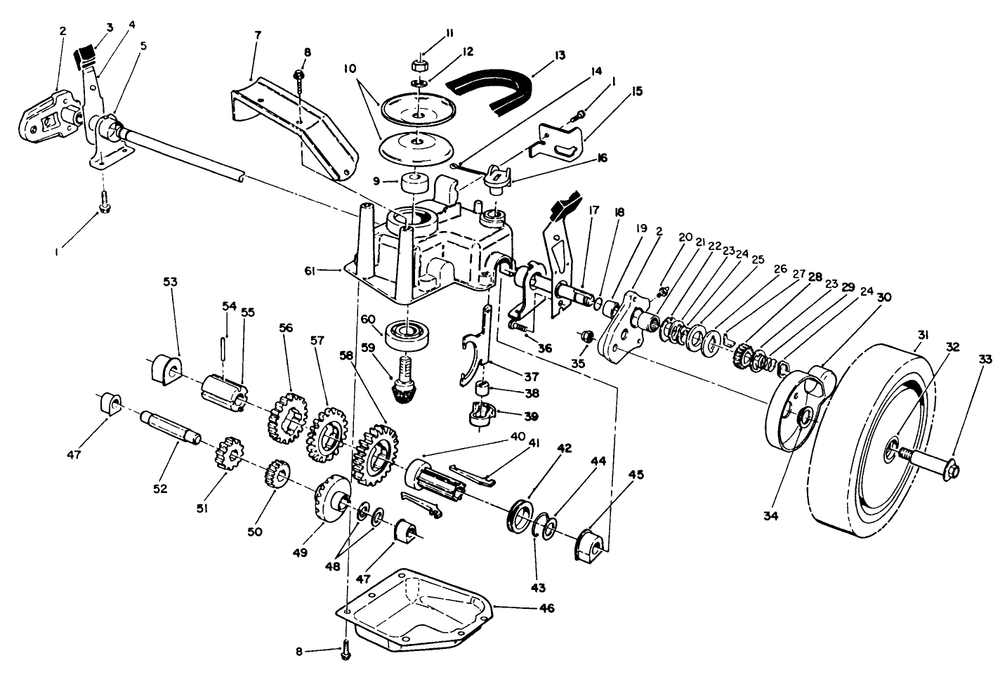 Gear Case Assembly Diagram and Parts List for 26622 1000001 - 1999999 Toro Lawn Mower