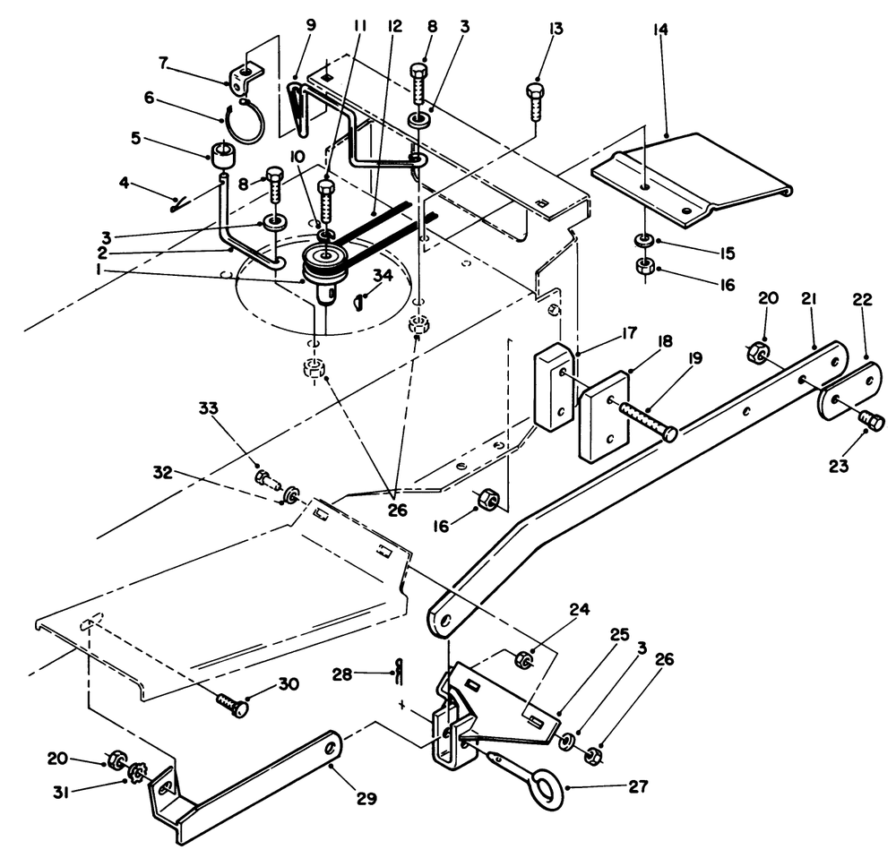 Sweeper P.T.O. Assembly (212-H) Diagram and Parts List for R2-12O502 2000001 - 2999999 Toro Lawn Tractor