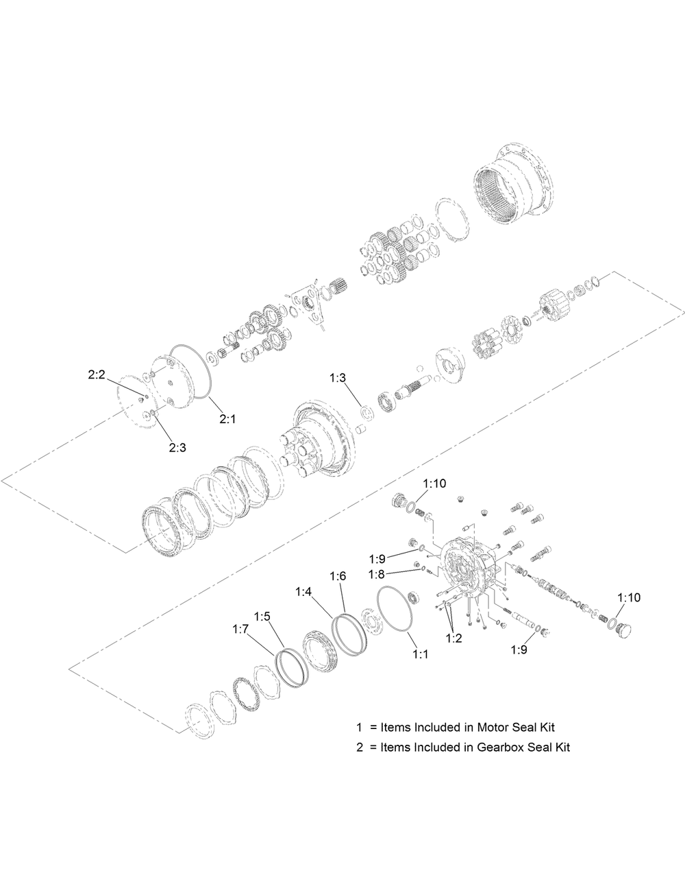 Planetary Gearbox Assembly No. Au8gb85014 Diagram and Parts List for 23803 400000000 - 999999999 Toro Lawn Tractor Accessories