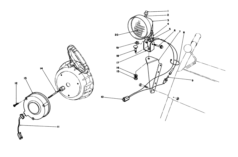 Light Kit No. 54-9821 (Optional) Diagram and Parts List for 38035 6000001 - 6999999 Toro Snow Blower