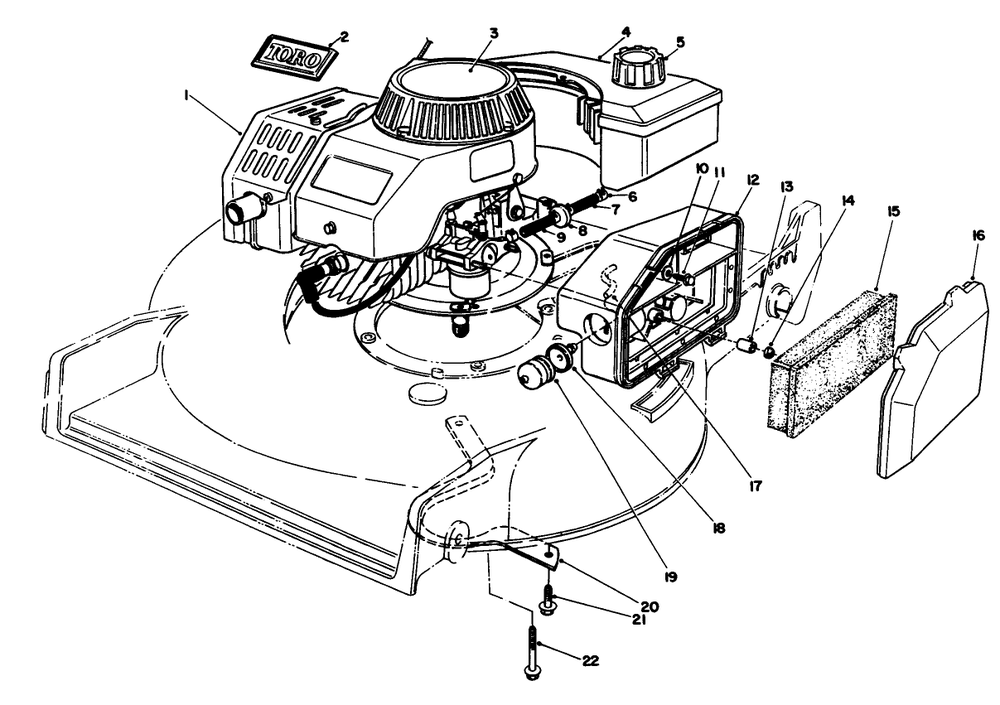 Engine Assembly Diagram and Parts List for 20106 1000001 - 1999999 Toro Lawn Mower