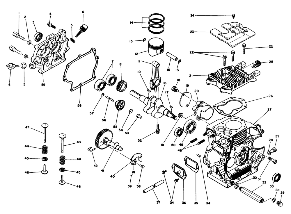 Crankcase Assembly Diagram and Parts List for 38500 8000001 - 8999999 Toro Snow Blower