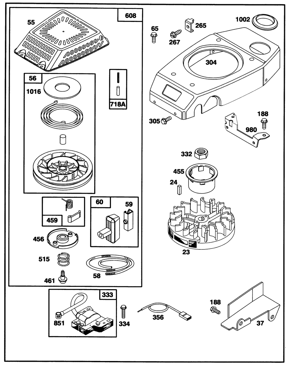Engine Gts-150 Diagram and Parts List for 26631B 3900001 - 3999999 Toro Lawn Mower