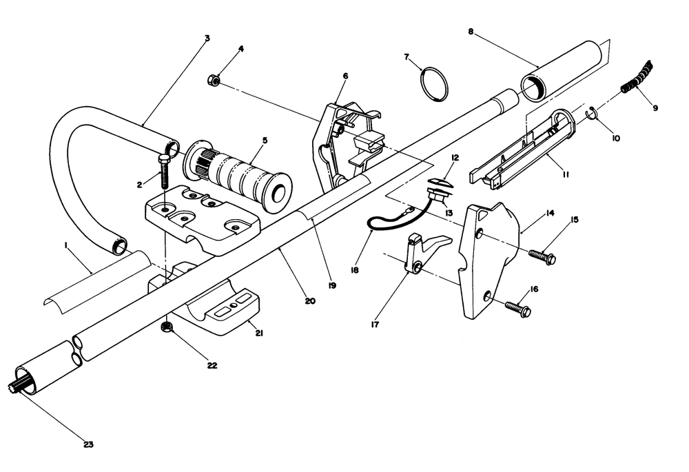 Handle Assembly Diagram and Parts List for 51644 5000001 - 5999999 Toro Trimmer
