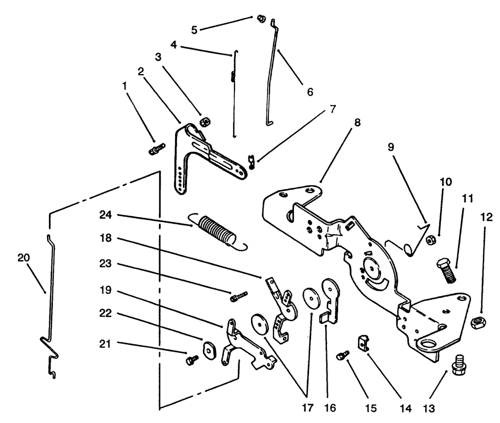 Engine Controls Diagram and Parts List for 72063 4900001 - 4999999 Toro Lawn Tractor