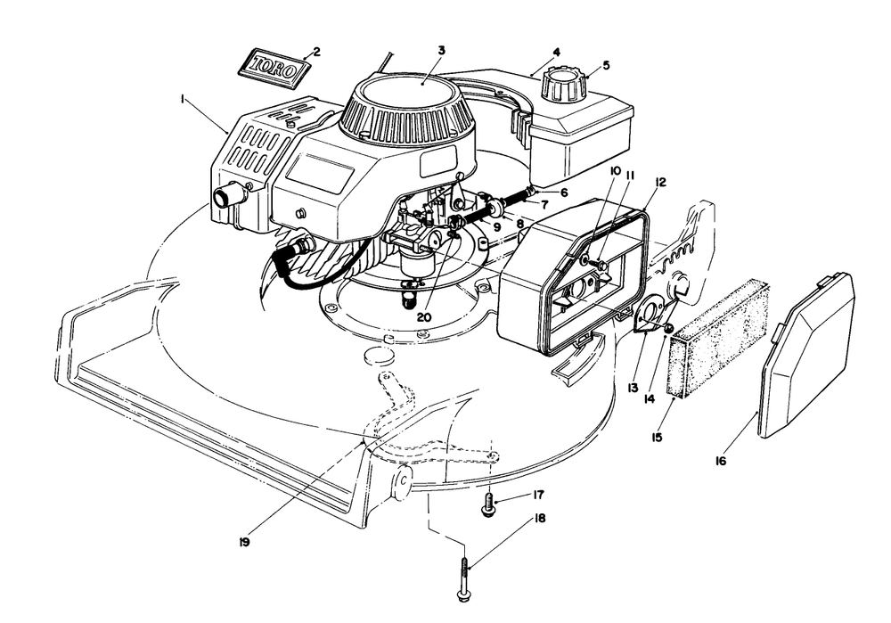 Engine Assembly (Used On Units With Serial No. 8000001 Thru 8003897) Diagram and Parts List for 20684 8000001 - 8999999 Toro Lawn Mower