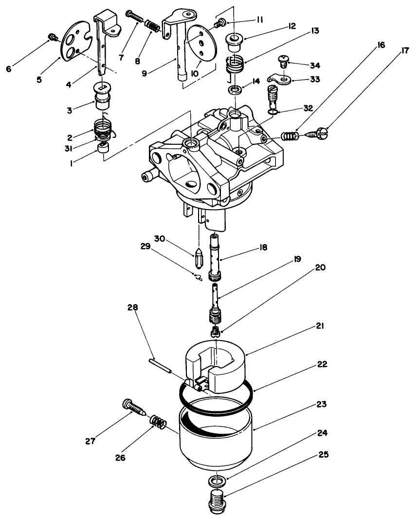 Carburetor Assembly Diagram and Parts List for 30112 9000001 - 9999999 Toro Lawn Tractor Accessories