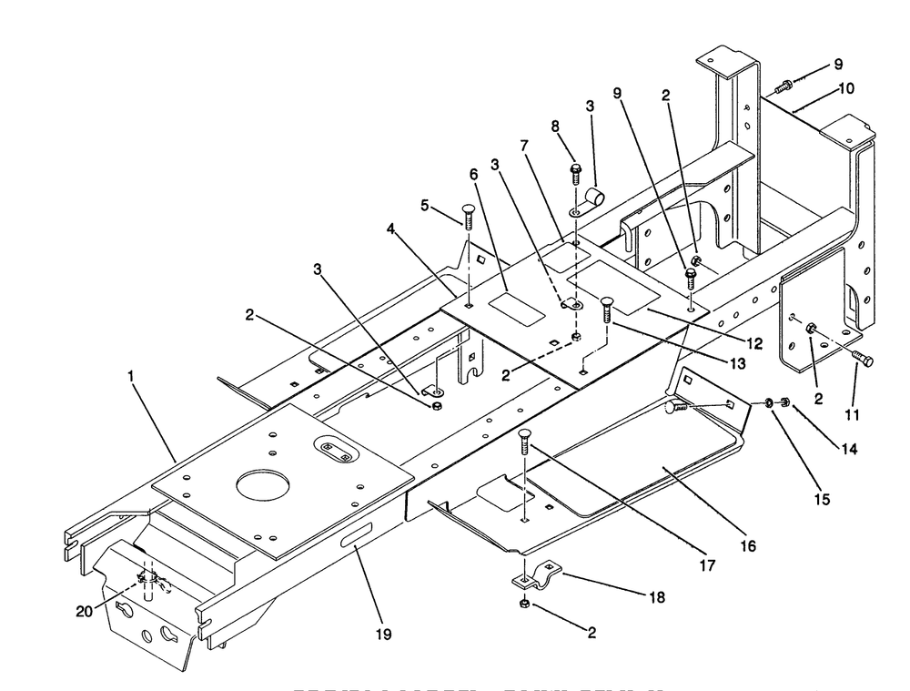 Main Frame Assembly Diagram and Parts List for 22-14O501 1000001 - 1999999 Toro Lawn Tractor