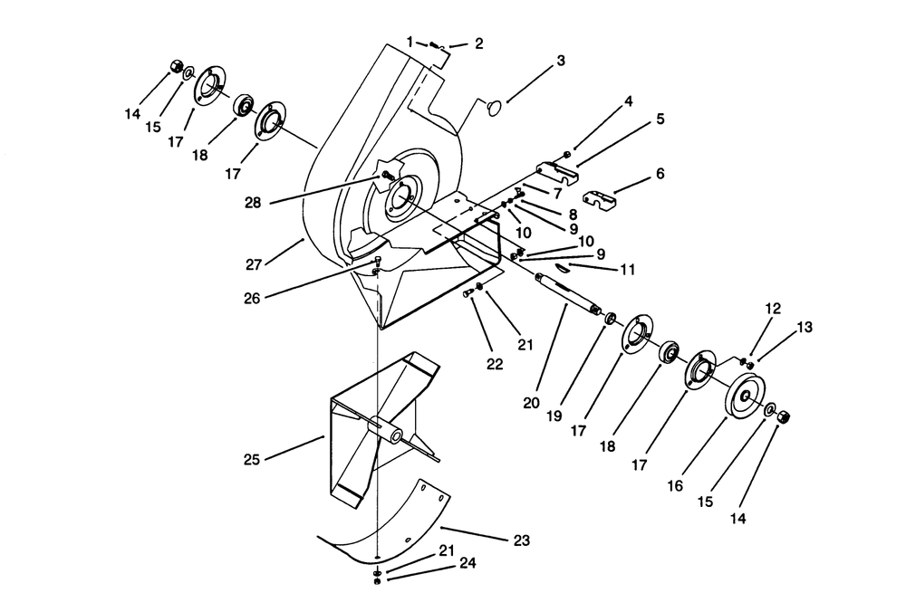 Housing & Impeller Assembly Diagram and Parts List for 79201 39000001 - 39999999 Toro Lawn Tractor Accessories