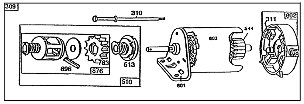 Starter-Briggs & Stratton No. 195707-0121-01 Diagram and Parts List for 70060 59000001 - 59999999 Toro Lawn Tractor