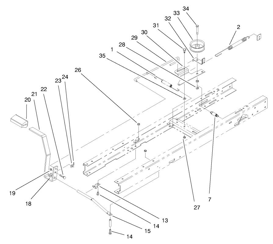 Clutch Assembly Diagram and Parts List for 71215 7900001 - 7999999 Toro Lawn Tractor