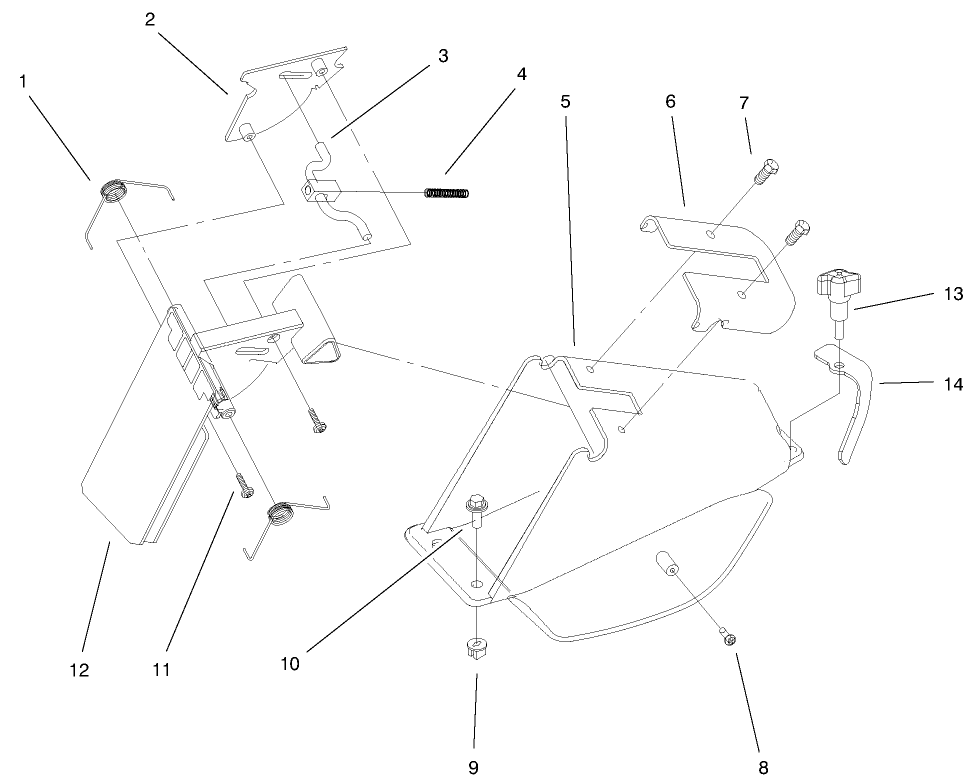 Rear Bagging Discharge Chute Assembly Diagram and Parts List for 20029 9900001 - 9999999 Toro Lawn Mower
