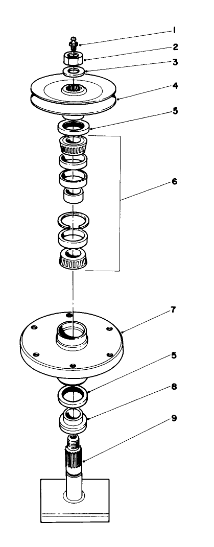 Drive Spindle Diagram and Parts List for 30754 (800001-899999)(1988) Toro Lawn Tractor