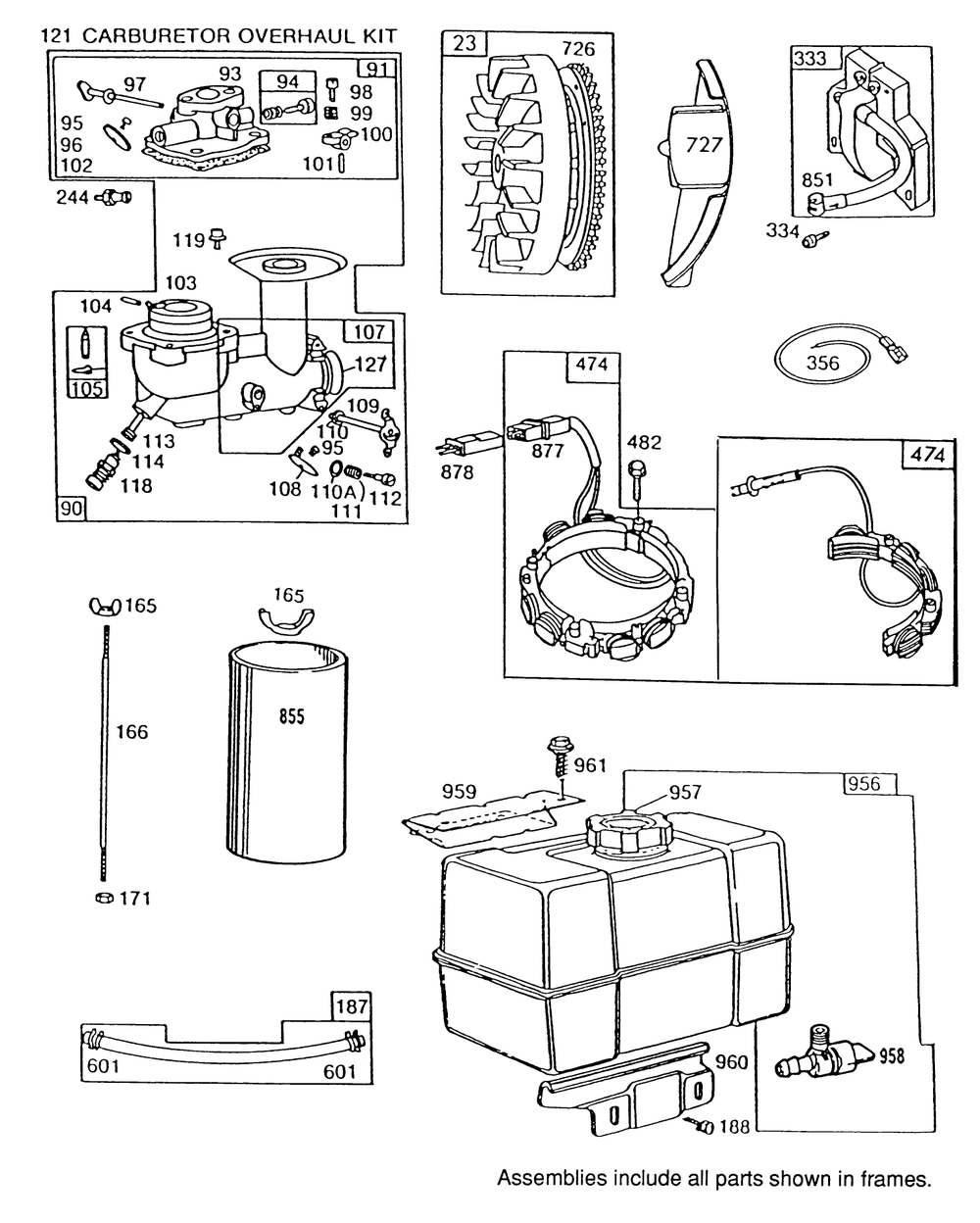 Engine Briggs & Stratton Model 252416 Type 0756-01 & 0757-01 (Model No. 38580 & 38565) Diagram and Parts List for 38565 9000001 - 9999999 Toro Snow Blower