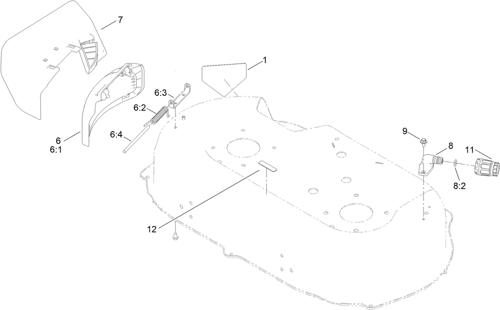 Side Discharge Chute Assembly Diagram and Parts List for 21491 400000000 - 999999999 Toro Lawn Mower