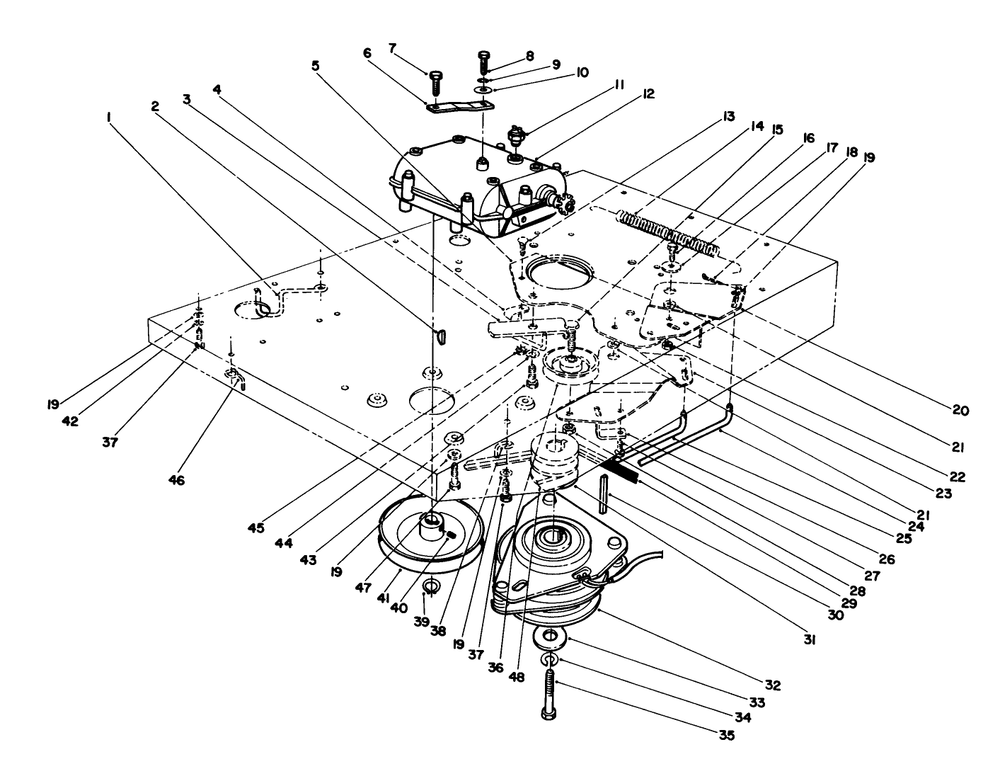 Transmission & Clutch Assembly Diagram and Parts List for 55600 9000001 - 9999999 Toro Lawn Tractor