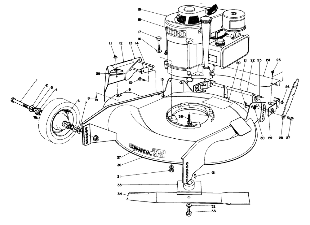 Housing Assembly Diagram and Parts List for 23022 5000001 - 5999999 Toro Lawn Mower