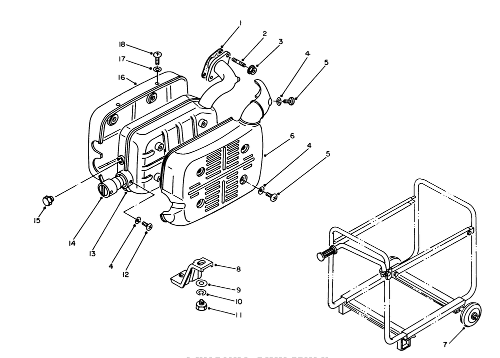 Exhaust Assembly Diagram and Parts List for 62032 4000001 - 4999999 Toro Generator