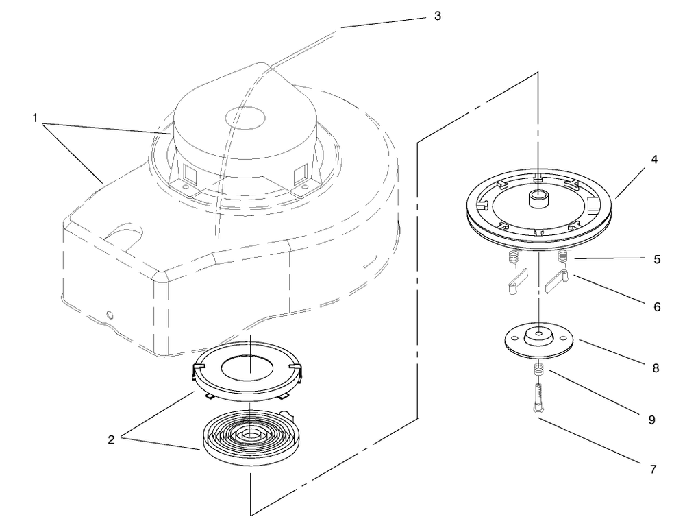 Shroud & Recoil Assembly Diagram and Parts List for 20711 9900001 - 99999999 Toro Lawn Mower