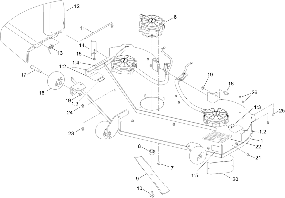 54in Deck And Decal Assembly Diagram and Parts List for 75851 416400000 - 417399999 Toro Lawn Tractor
