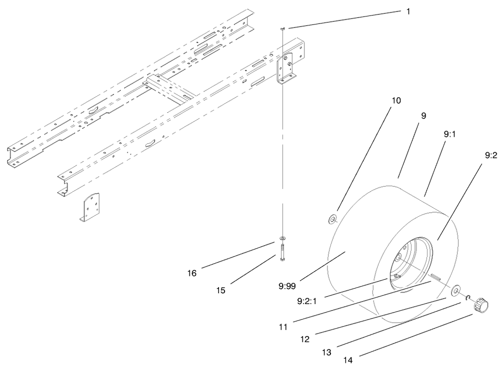 5 Speed Transaxle Assembly Diagram and Parts List for 71221 9900001 - 9999999 Toro Lawn Tractor