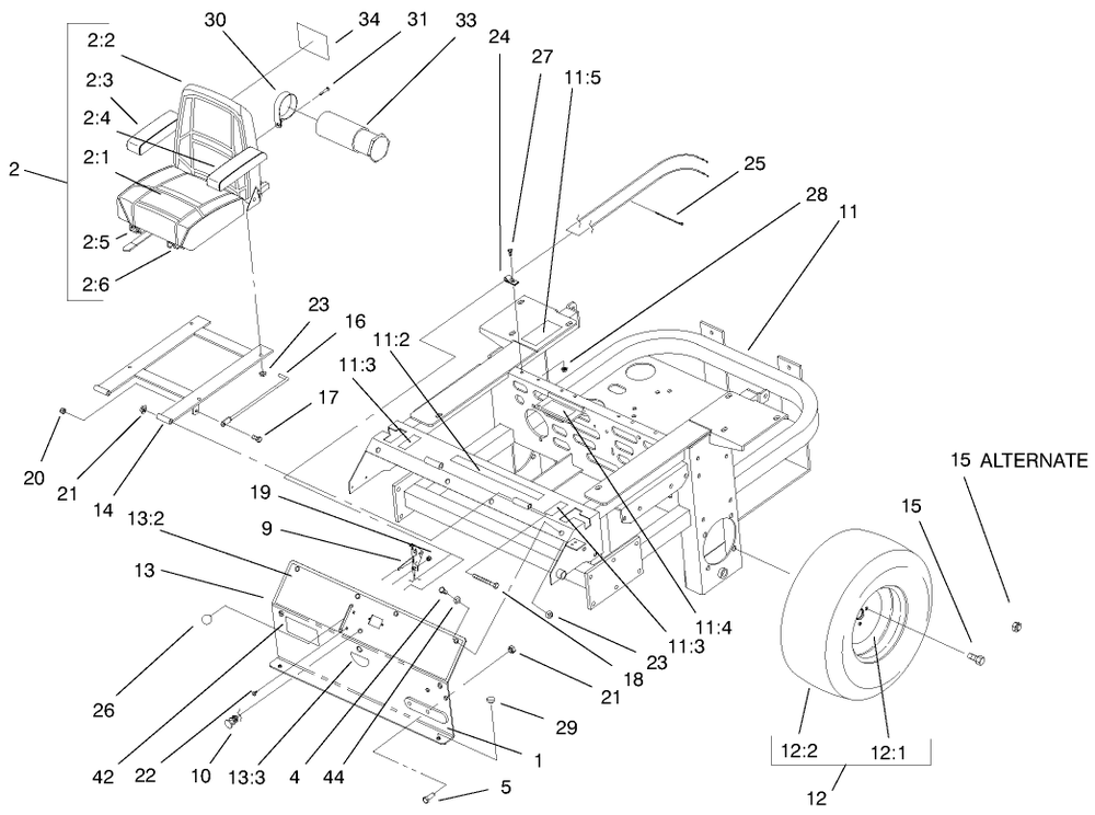 Brake And Wheel Hub Assembly Diagram and Parts List for 74212 (200000001-200999999)(2000) Toro Lawn Mower