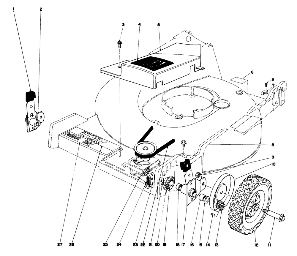Front Wheel And Pivot Arm Assembly Diagram and Parts List for 20755 0000001 - 0999999 Toro Lawn Mower