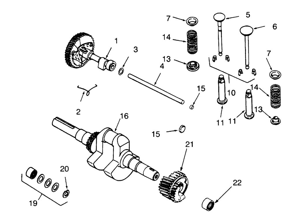 Camshaft, Crankshaft And Valves Diagram and Parts List for 73400 3900001 - 3999999 Toro Lawn Tractor