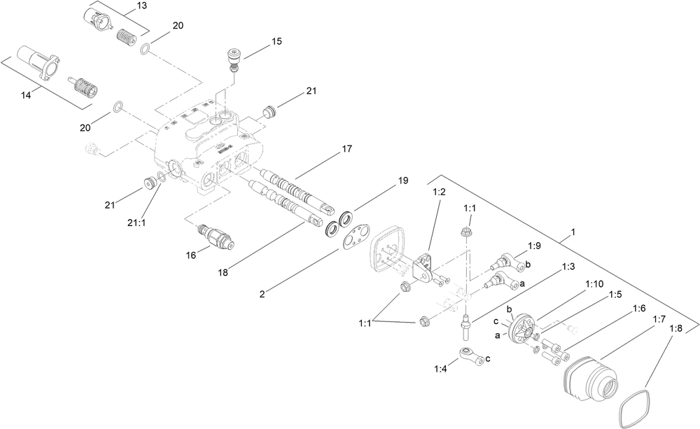 Two Spool Valve Assembly No. 144-7354 Diagram and Parts List for 22324 410300000 - 999999999 Toro Lawn Tractor Accessories
