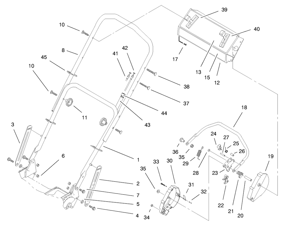 Handle Assembly Diagram and Parts List for 20465 790000001 - 799999999 Toro Lawn Mower