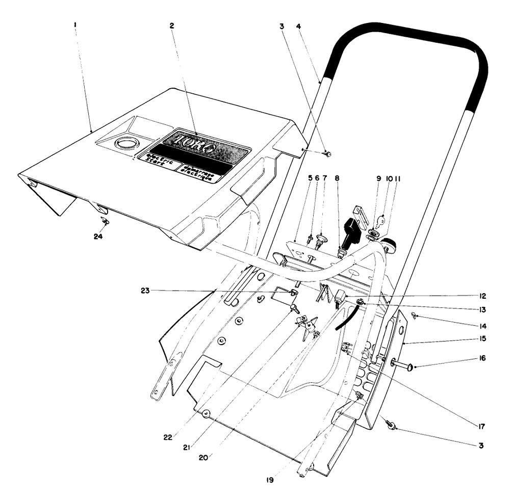 Shroud & Handle Assembly (Model 38230) Diagram and Parts List for 38220 9000001 - 9999999 Toro Snow Blower